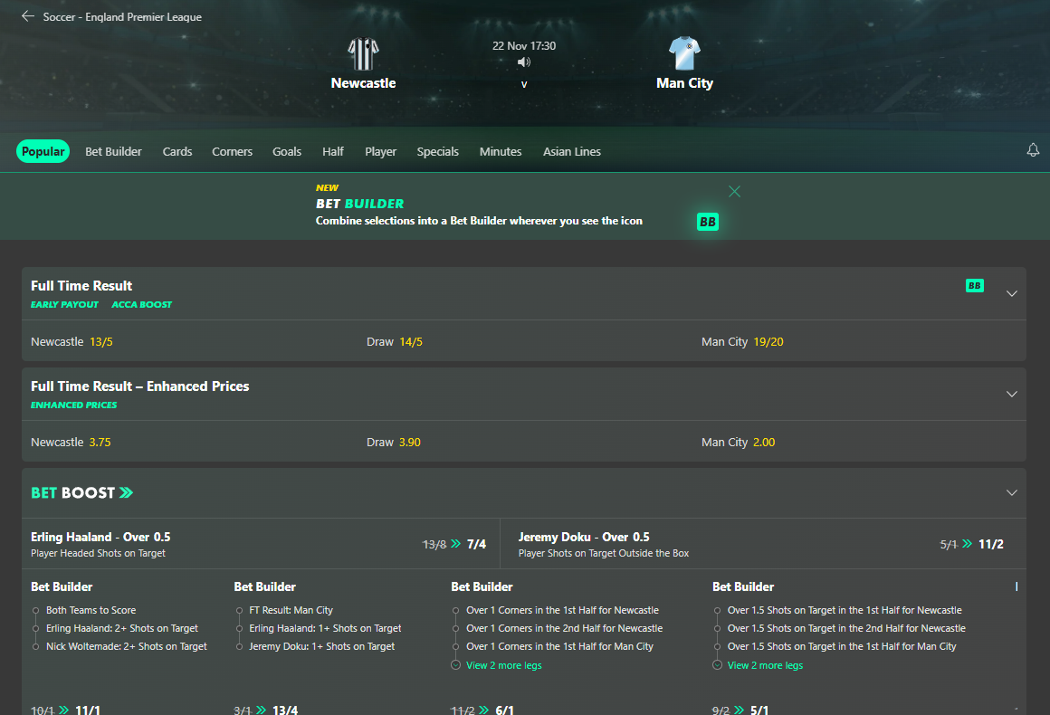 bet365 bet builder popular