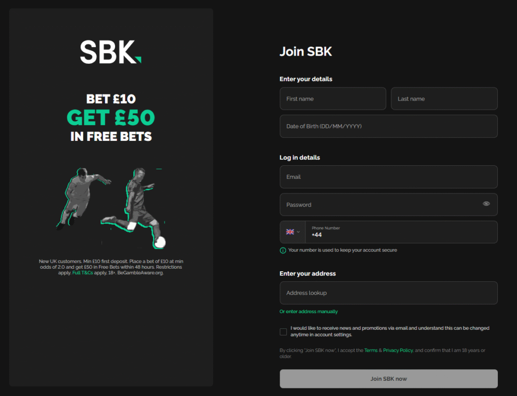 How To Claim the SBK Welcome Offer