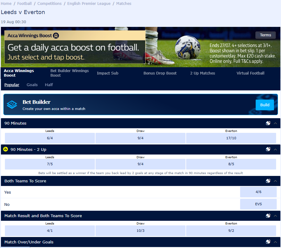 Make a Bet Builder With Everton FC