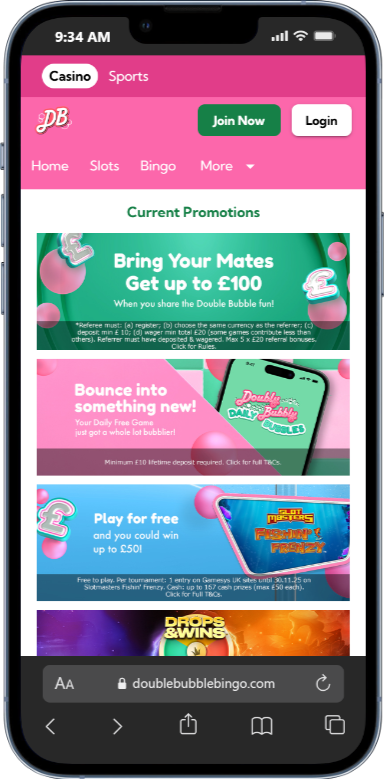 Double Bingo Free Spins & Casino Welcome Deals