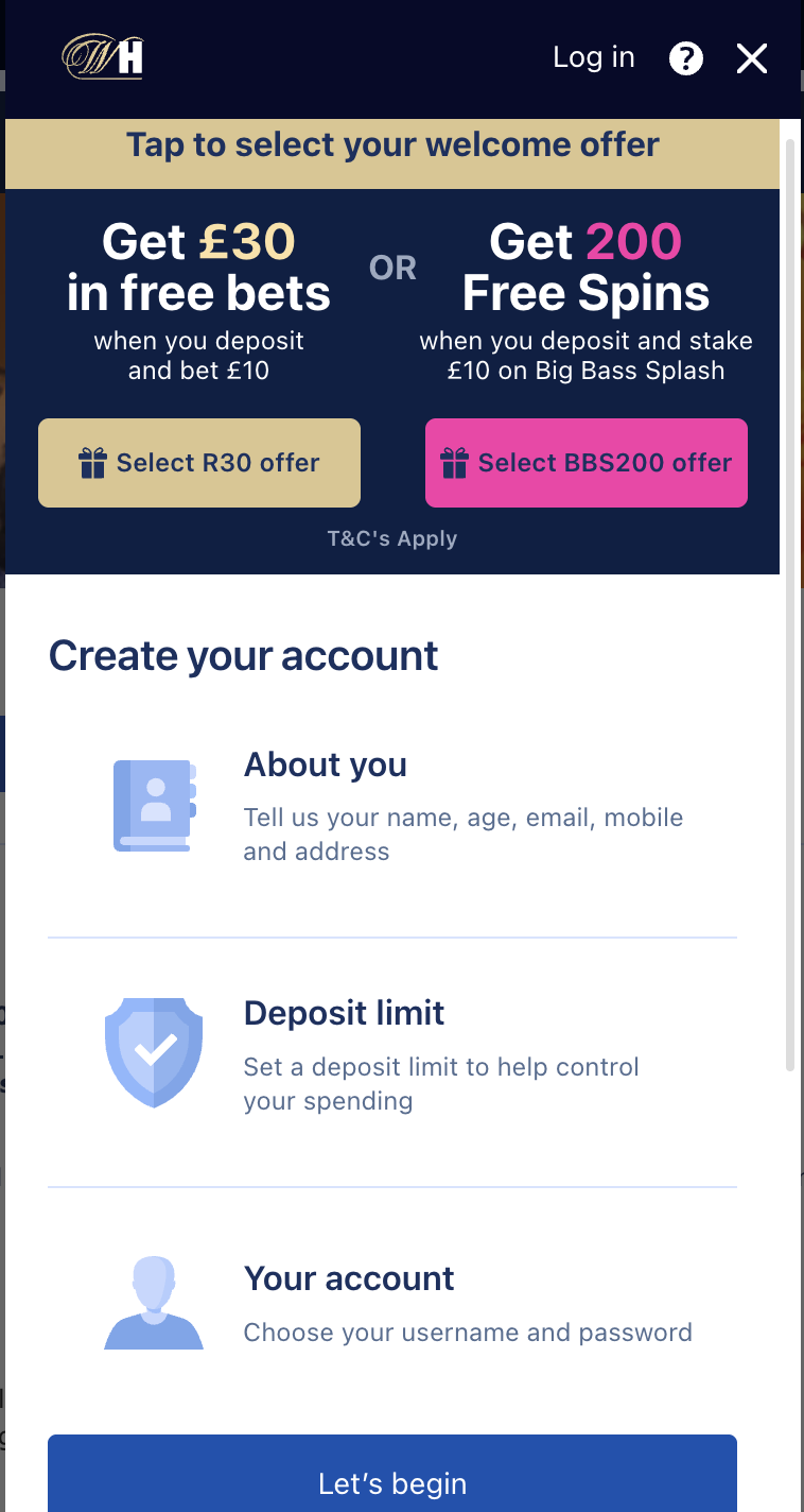 William Hill sign up