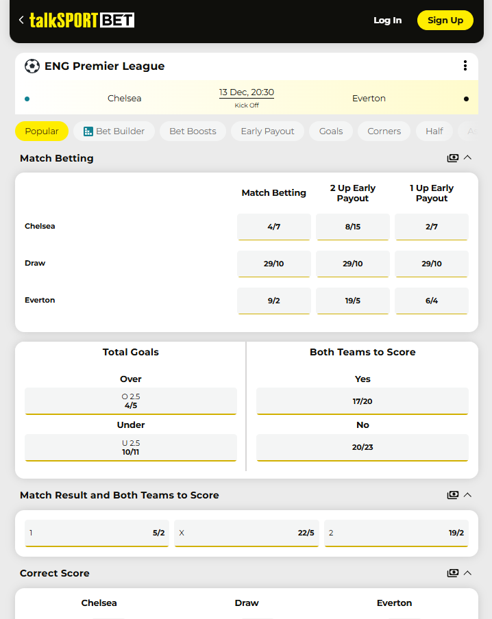 Deposit With Apple Pay To Bet on Everton at talkSPORT Bet
