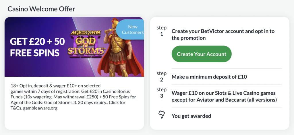 betvictor casino offer