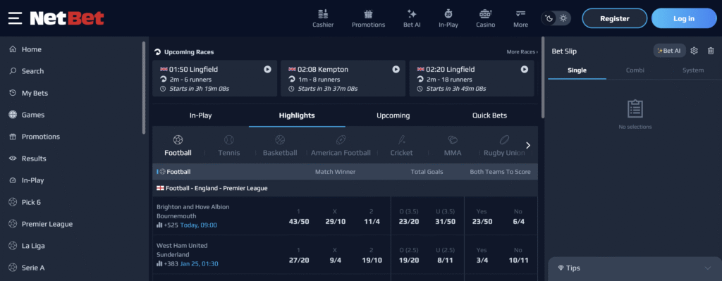 netbet betting homepage