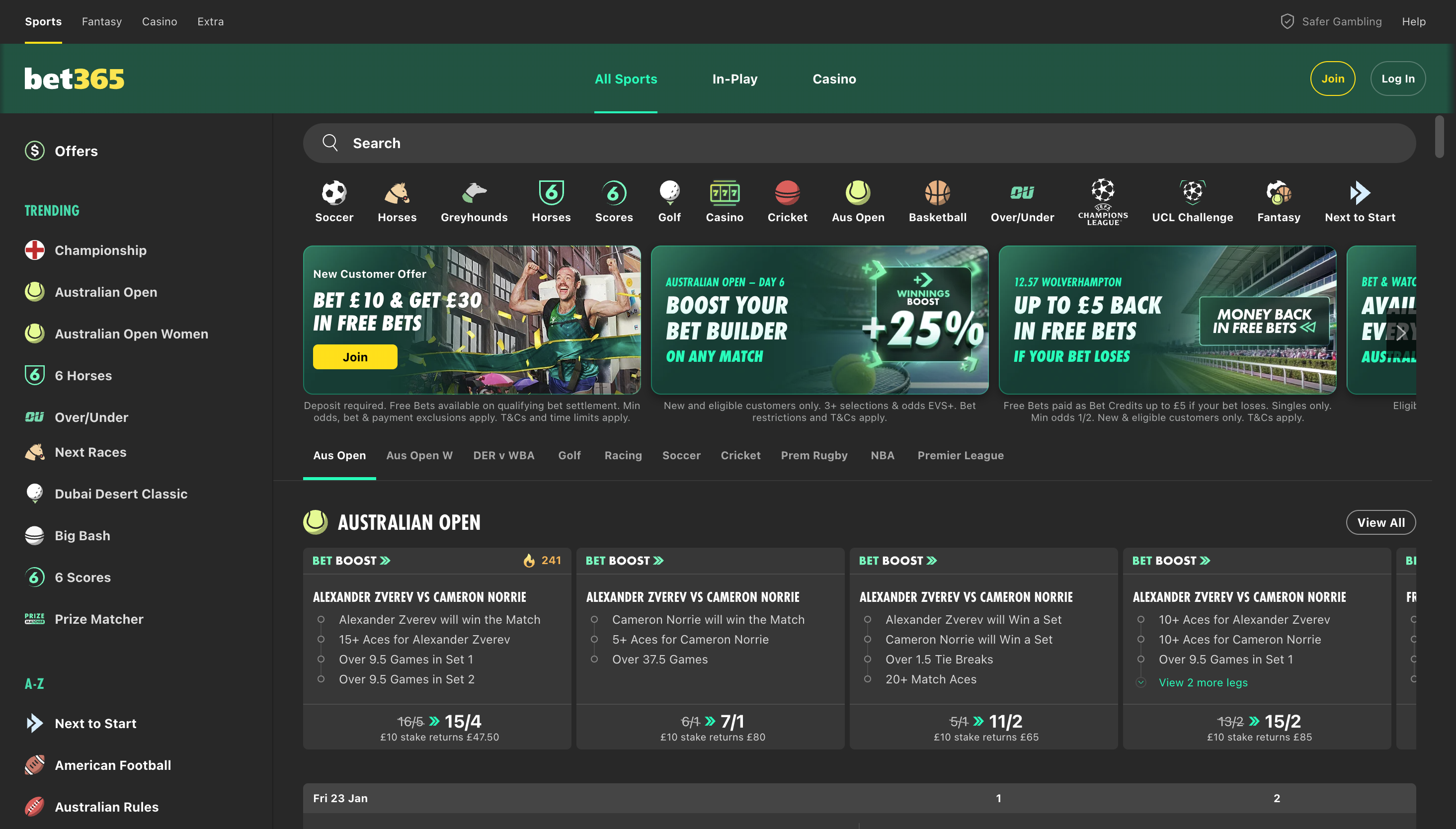 bet365 Registration
Click on the join button
