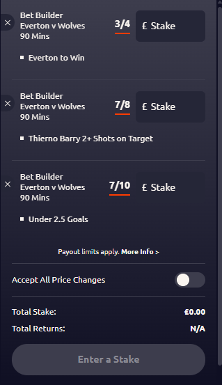 Use the Football Bet Builder on Everton