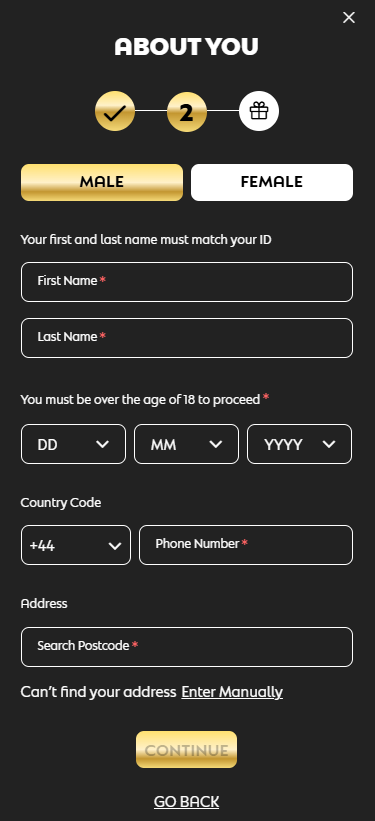 QuinnBet Create account