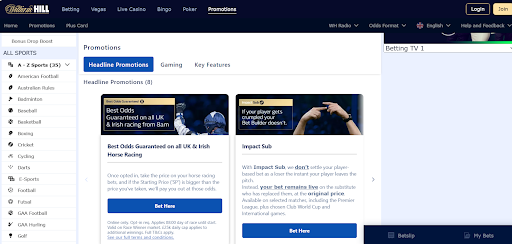 william hill horse racing screen