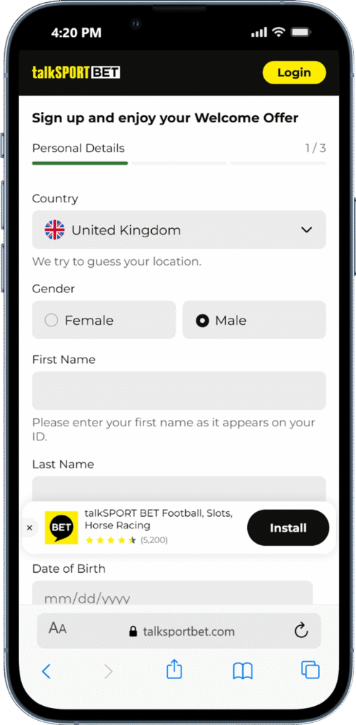 Verification of TalkSport Bet Account