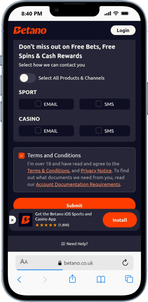 Verification of Betano Account
