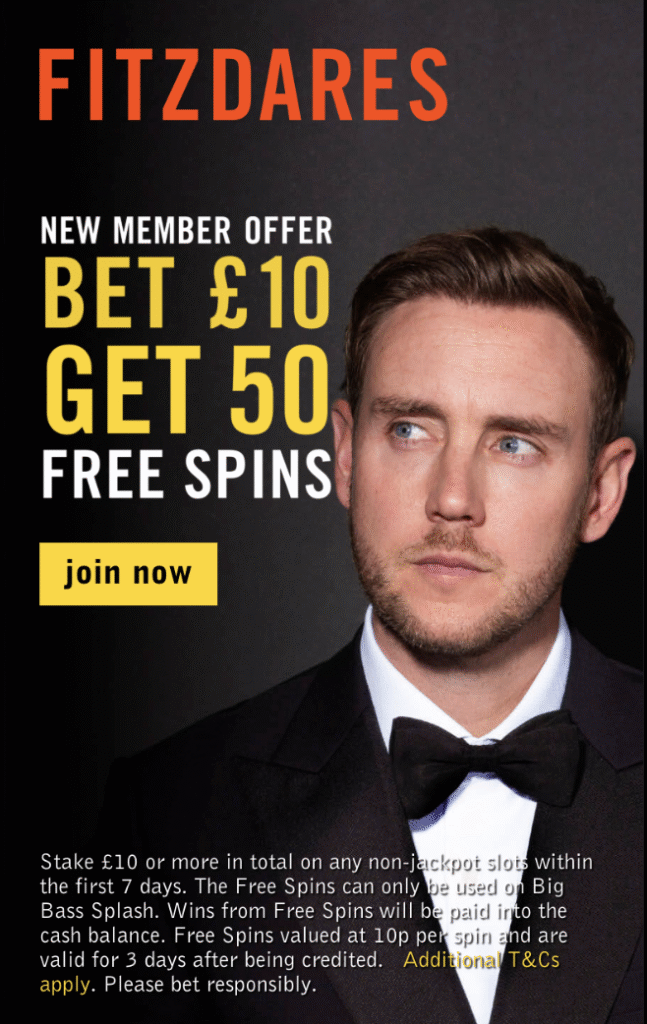 Fitzdares bet 10 get 50 welcome offer