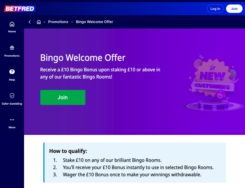 betfred bingo sign up offer