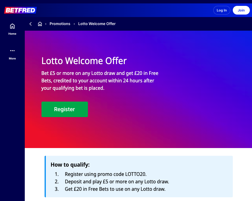 betfred lotto sign up offer