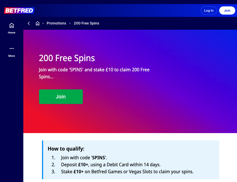 betfred free spins sign up offer
