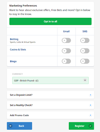 betfred promo code registration form step 2