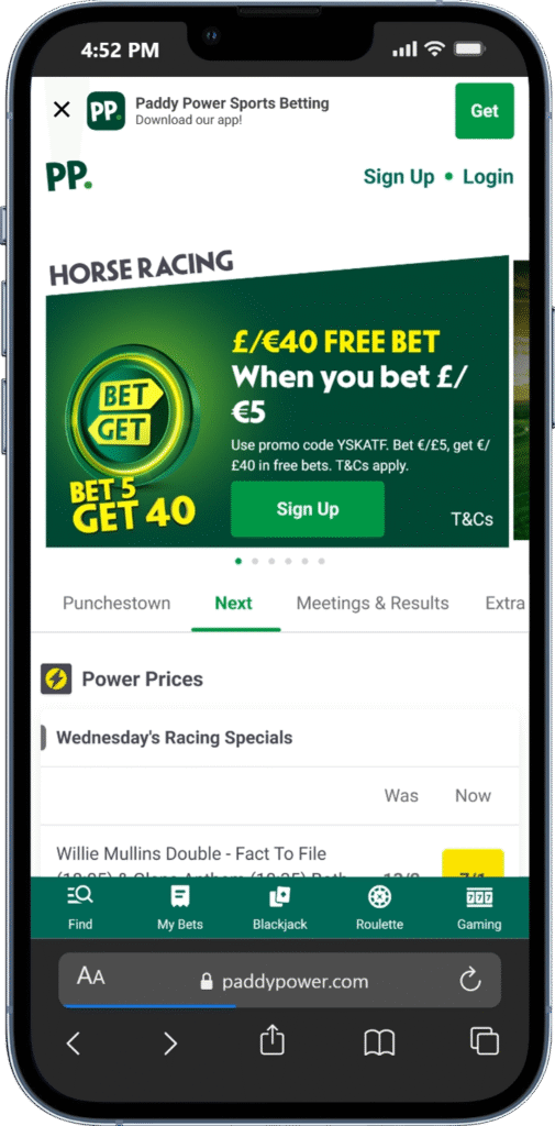 Paddy power sign up offer
