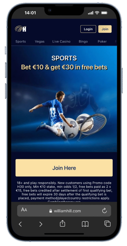 William Hill free bets ireland