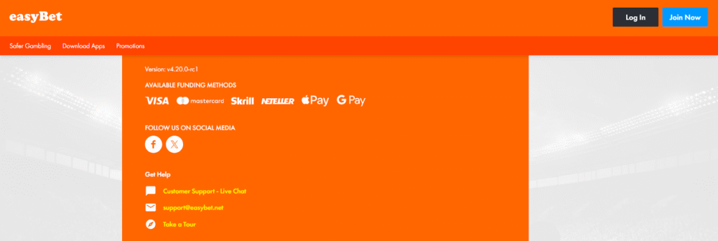 Easybet Payment Options