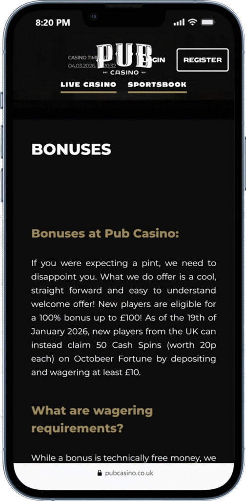 Pub Casino Sign Up