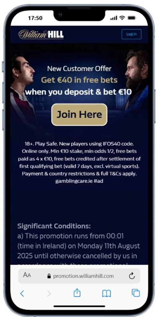 william hill promo code