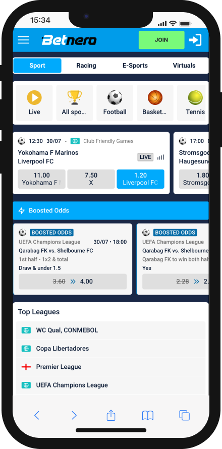 Betnero Key Features: Sports&nbsp;