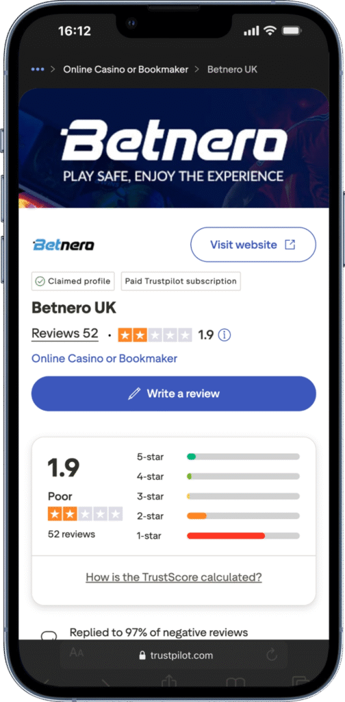 Betnero Trustpilot