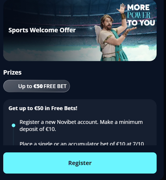 Novibet sign up offer