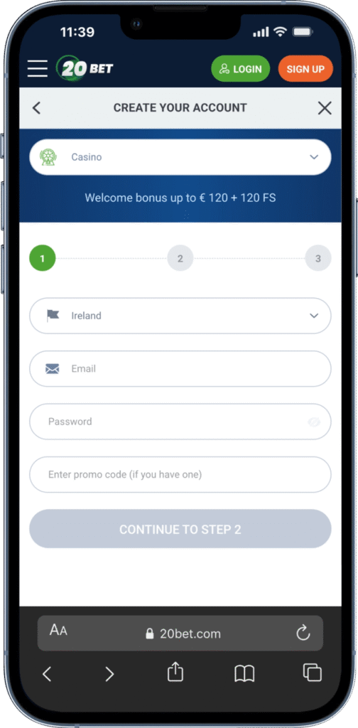 20bet Promo Code