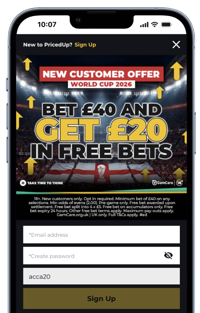 pricedup world cup welcome offer