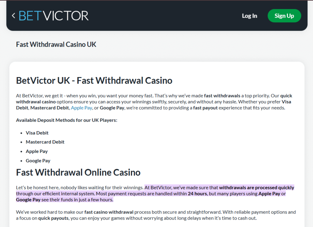 BetVictor Withdrawal