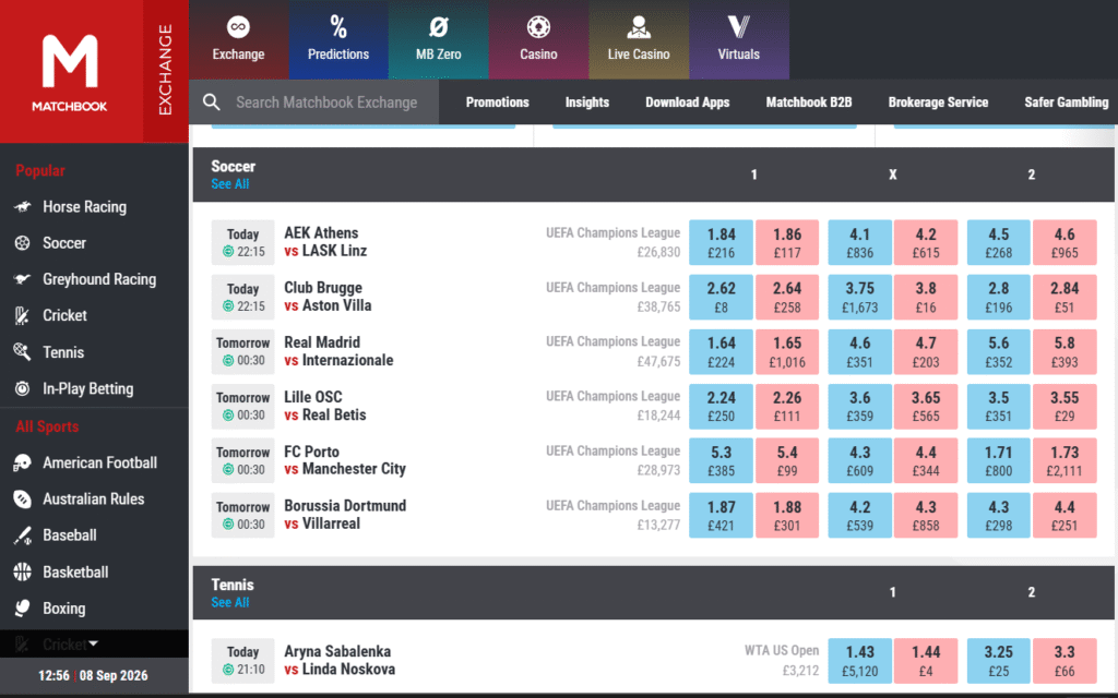 Matchbook Prediction Review