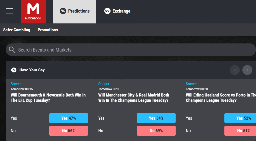 Matchbook Prediction Review