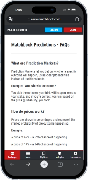 Matchbook Prediction Review