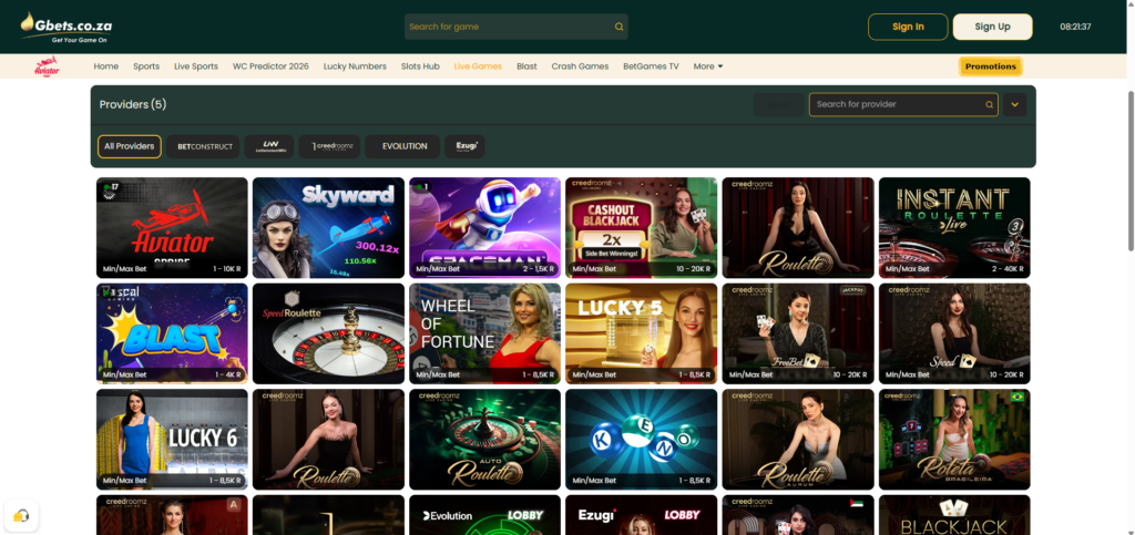 Gbets Live Casino