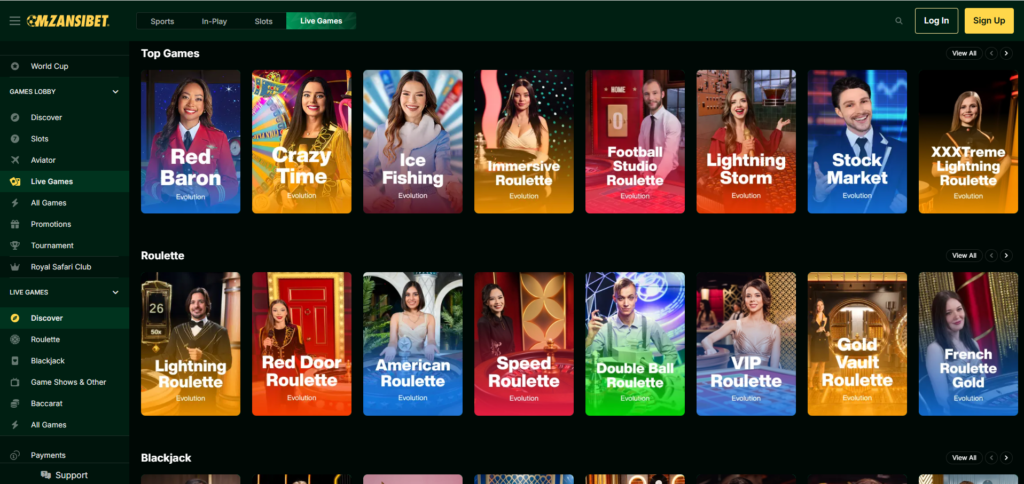 Mzansibet Live Casino