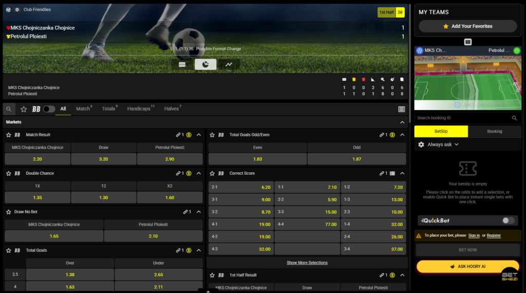 Betshezi Live In-Play Match Trackers